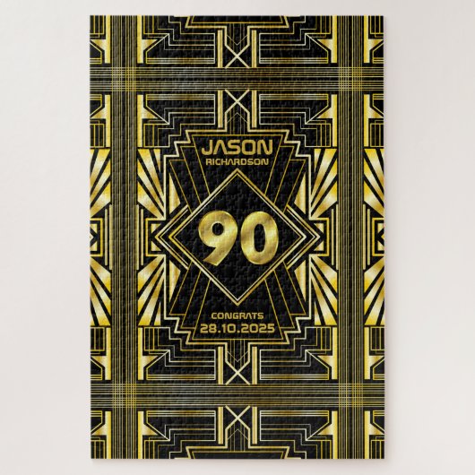 90e verjaardag Art Deco Gold Black Grote Gatsby Legpuzzel (Verticaal)
