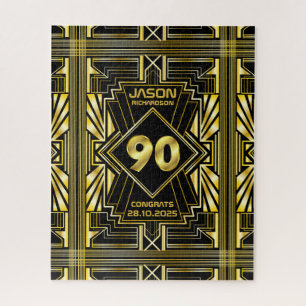 90e verjaardag Art Deco Gold Black Grote Gatsby Legpuzzel