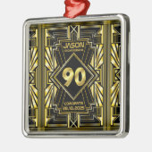 90e verjaardag Art Deco Gold Black Grote Gatsby Metalen Ornament (Links)