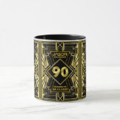 90e verjaardag Art Deco Gold Black Grote Gatsby Mok (Midden)