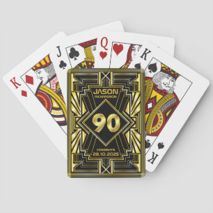 90e verjaardag Art Deco Gold Black Grote Gatsby Pokerkaarten