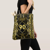 90e verjaardag Art Deco Gold Black Grote Gatsby Tote Bag (Dichtbij)