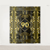 90e verjaardag Art Deco Gold Black Grote Gatsby Wandkleed (Voorkant)