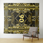 90e Verjaardag Art Deco Goud Zwart Great Gatsby Wandkleed (In Situ (horizontaal))