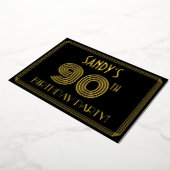 90e verjaardag — Art Deco Style "90" + Naam Folie Uitnodiging (Gedraaid)