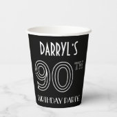90e verjaardag: Art Deco Style + aangepaste naam Papieren Bekers (Achterkant)