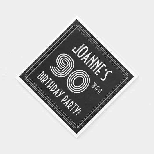 90e verjaardag: Art Deco Style + aangepaste naam Servet (Hoek)