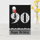 90e verjaardag ballon boeket kaart (Gele Bloem)