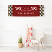 90e verjaardag Baseball, rood Spandoek (Insitu)