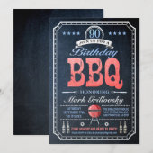 90e verjaardag BBQ Uitnodigingen | schoolbord (Voorkant / Achterkant)