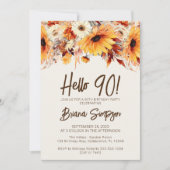 90e verjaardag Beige Herfst Floral Kaart (Voorkant)