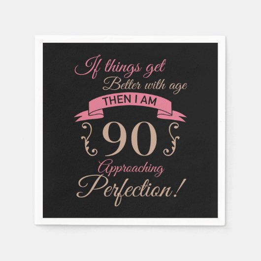 90e verjaardag beter met leeftijd servet (Voorkant)