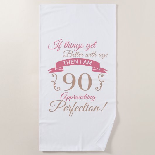 90e verjaardag beter met leeftijd strandlaken (Voorkant)