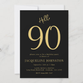 90e verjaardag Black and Gold Kaart