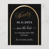 90e verjaardag Black Gold Arch Budget Opslaan van  Flyer (Voorkant)