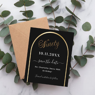 90e verjaardag Black Gold Arch Budget Opslaan van  Flyer