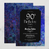 90e verjaardag Black met blauwe grens Kaart (Voorkant / Achterkant)