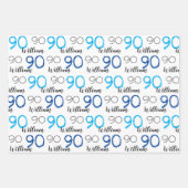 90e verjaardag Blauw thema Aangepaste leeftijd Naa Inpakpapier Vel (Voorkant 3)