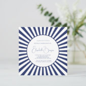 90E Verjaardag Blauw Wit Stripe Stijlvol Kaart (Staand voorkant)