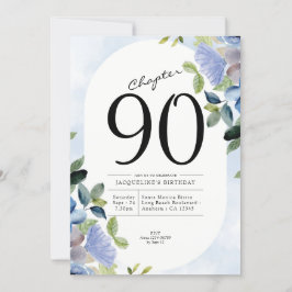 90e verjaardag Blauwe Floral Kaart