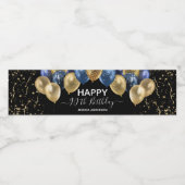 90e verjaardag Blauwe gouden ballonnen Waterfles Etiket (Enkel label)