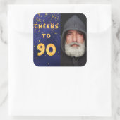90e verjaardag blauwe goudkaas voor 90 jongens man vierkante sticker (Tas)