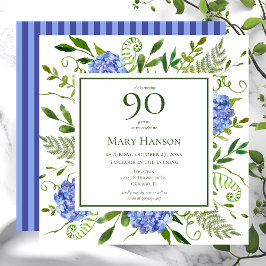 90e verjaardag Blauwe Hortensia's Kaart