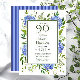 90e verjaardag Blauwe Hortensia's Kaart