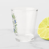 90e verjaardag Blauwe Hortensia's Shot Glas (Rechts)