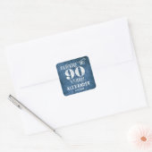 90e verjaardag Blauwe linen Hartelijk dank voor de Vierkante Sticker (Envelop)
