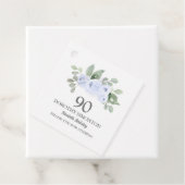 90e verjaardag Blauwe Roos Eucalyptus Bedankjes Labels (In situ)
