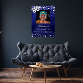 90e verjaardag blauwe zilveren sterren foto welkom poster