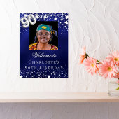 90e verjaardag blauwe zilveren sterren foto welkom poster