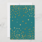 90e Verjaardag Blauwgroen Gouden Sparkle Confetti Kaart (Achterkant)