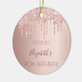 90e verjaardag bloedig roos goud glitter druppelt keramisch ornament (Links)