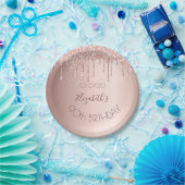 90e verjaardag bloedig roos goud glitter druppelt papieren bordje (Feest)