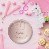 90e verjaardag bloedig roos goud glitter druppelt papieren bordje (Feest)