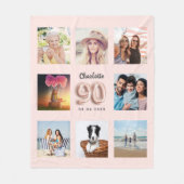 90e verjaardag bloedig roos gouden foto collage na fleece deken (Voorkant)