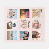 90e verjaardag bloedig roos gouden foto collage na fleece deken (Voorkant (Horizontaal))