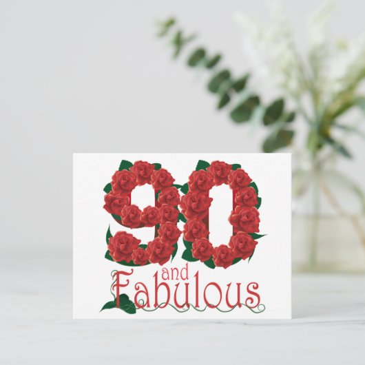 90e verjaardag bloem briefkaart (Staand voorkant)