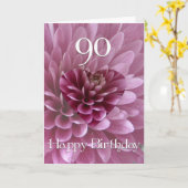 90e verjaardag - Bloemen Hart + Chrysanthemum Kaart (Gele Bloem)