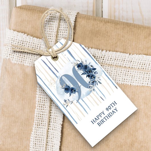 90e verjaardag Bloemen nummer 90 van en naar Cadeaulabel