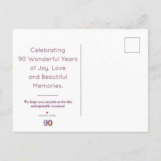 90e verjaardag bloemrijke moderne Save The Date br Aankondigingskaart (Achterkant)