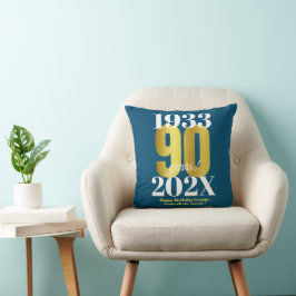 90e verjaardag Blue Gold Kussen