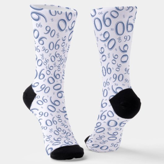 90e verjaardag Blue Random Number Pattern 90 Sokken (Gebogen)