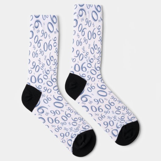 90e verjaardag Blue Random Number Pattern 90 Sokken (Rechts)