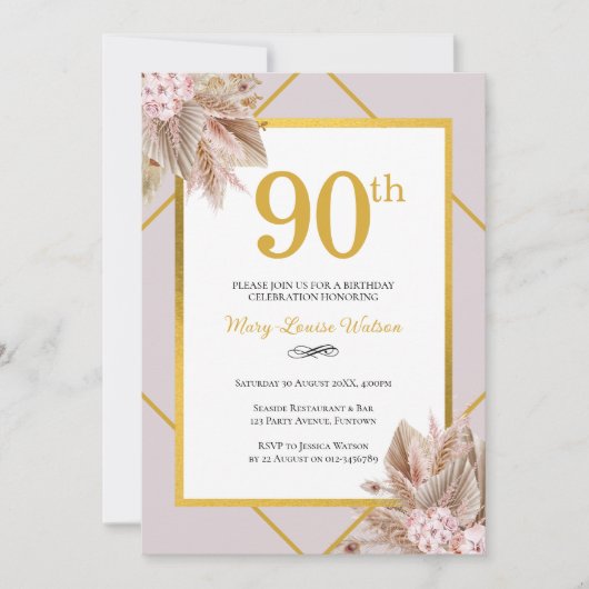 90e verjaardag Boho Floral Kaart (Voorkant)