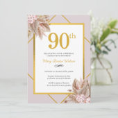 90e verjaardag Boho Floral Kaart (Staand voorkant)