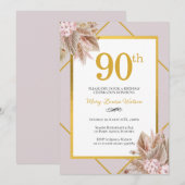 90e verjaardag Boho Floral Kaart (Voorkant / Achterkant)