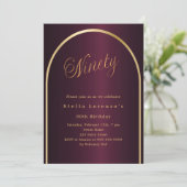 90e verjaardag Bourgondië gouden boog script luxe Kaart (Staand voorkant)